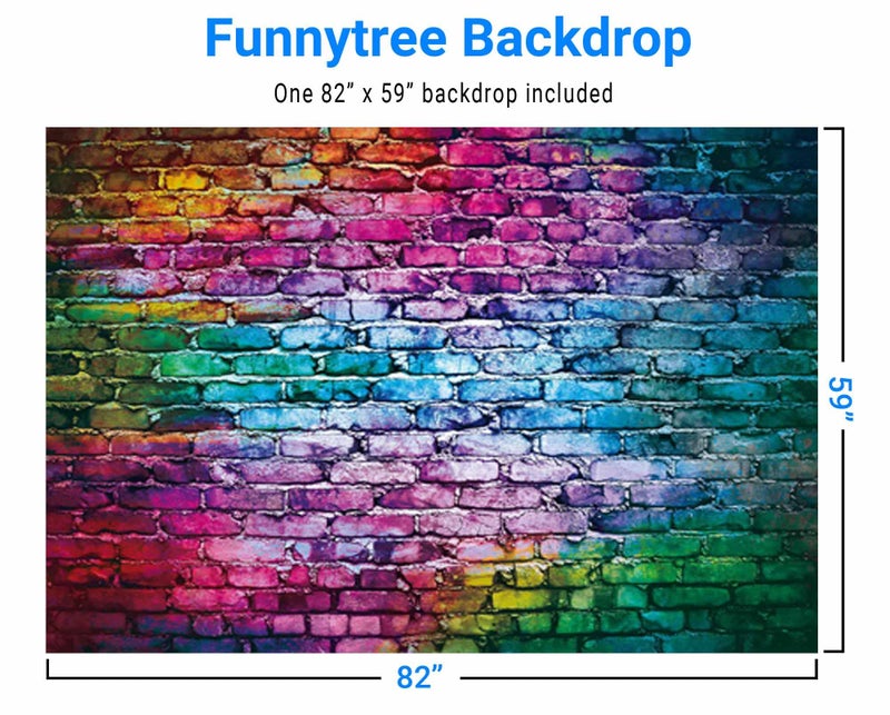 Funnytree 7x5ft Colorful Brick Wall Backdrop for 80's 90's Hip Hop Disco Birthday Wedding Graduation Themed Party Photography Background Retro Block Portrait Photo Studio Props Decorations Banner - Image 3